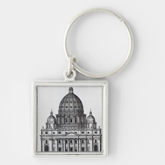 St. Peter's, Rome, engraved by C. Campbell Key Ring (Front)