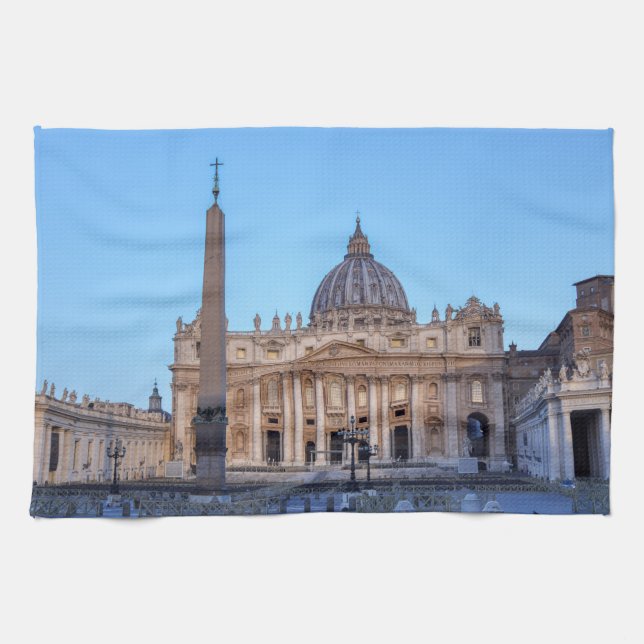 St. Peter's Square in Vatican City - Rome, Italy Tea Towel (Horizontal)