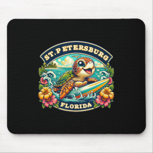 St. Petersberg Florida Cute Sea Turtle Surfing Mouse Mat