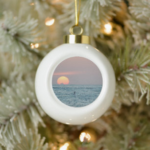St Petersburg Beach Florida Sunset Ceramic Ball Christmas Ornament