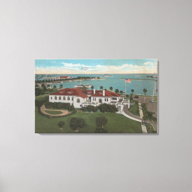 St. Petersburg, FL - Aerial of Yacht Club & Canvas Print (Front)