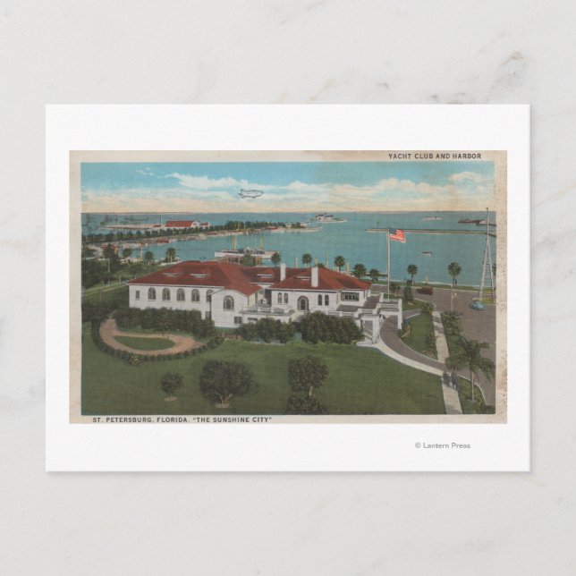 St. Petersburg, FL - Aerial of Yacht Club & Postcard (Front)