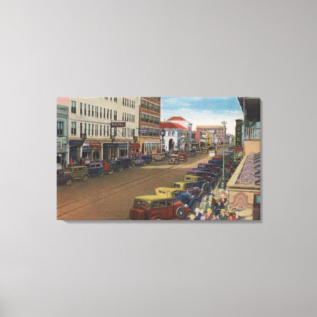 St. Petersburg, FL - View of Central Ave w/ Canvas Print (Front)