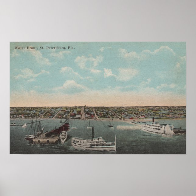 St. Petersburg, FL - Waterfront View with Poster (Front)