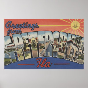 St. Petersburg, Florida - Large Letter Scenes 2 Poster