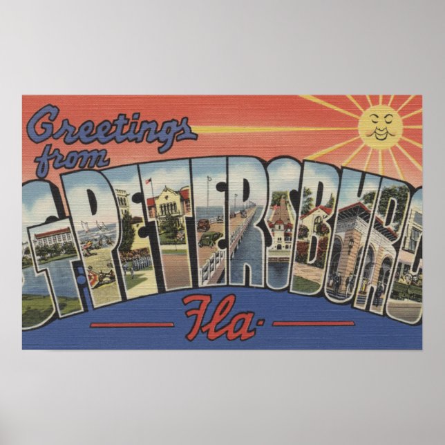 St. Petersburg, Florida - Large Letter Scenes 2 Poster (Front)