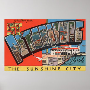 St. Petersburg, Florida - Large Letter Scenes 3 Poster