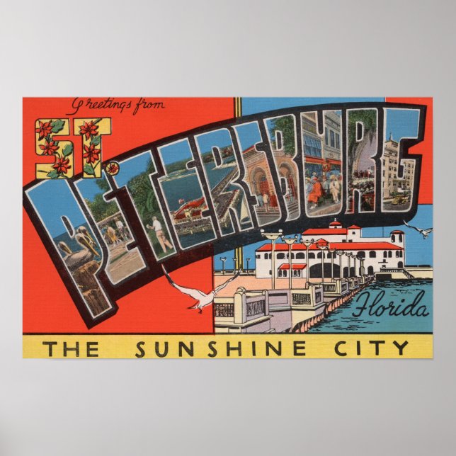 St. Petersburg, Florida - Large Letter Scenes 3 Poster (Front)