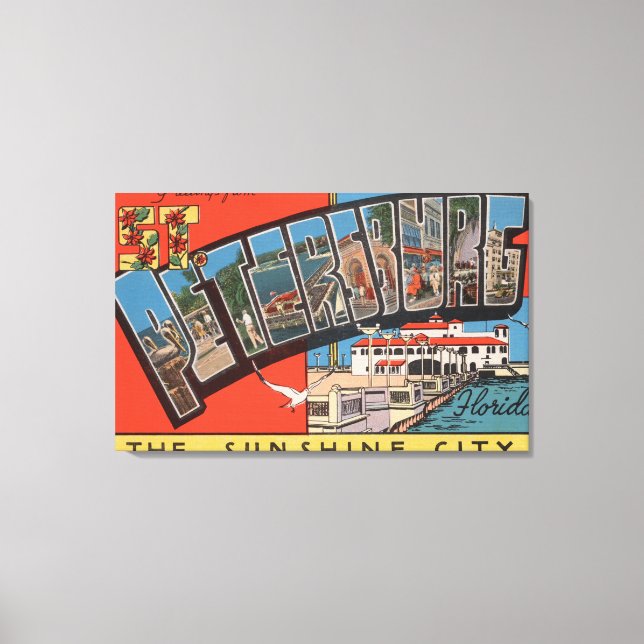 St. Petersburg, Florida - Large Letter Scenes 4 Canvas Print (Front)
