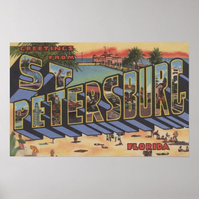 St. Petersburg, Florida - Large Letter Scenes Poster (Front)