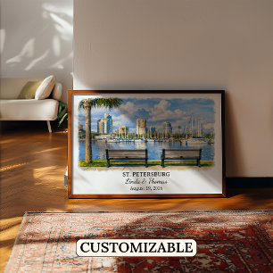 St. Petersburg Florida Poster, Watercolor, Custom Poster