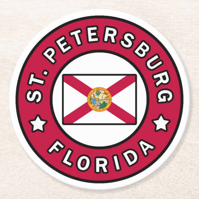 St. Petersburg Florida Round Paper Coaster (Front)