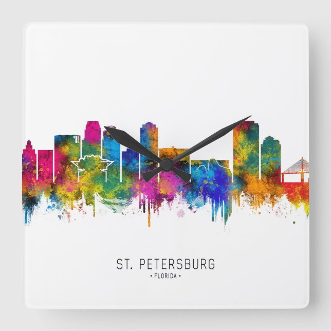 St. Petersburg Florida Skyline Square Wall Clock (Front)