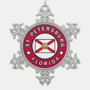 St. Petersburg Florida Snowflake Pewter Christmas Ornament