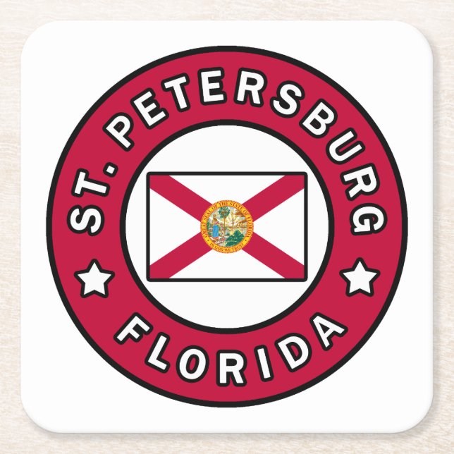 St. Petersburg Florida Square Paper Coaster (Front)