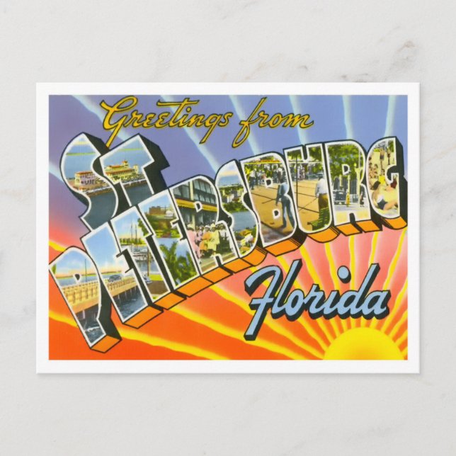 St Petersburg, Florida Vintage Big Letters Postcard (Front)