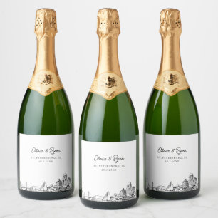St. Petersburg Florida Wedding Champagne Label