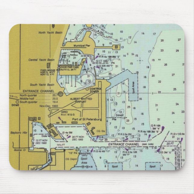 St Petersburg Harbour Nautical Chart Mouse Pad (Front)