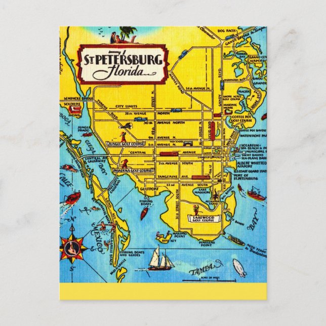 St. Petersburg Map Postcard (Front)