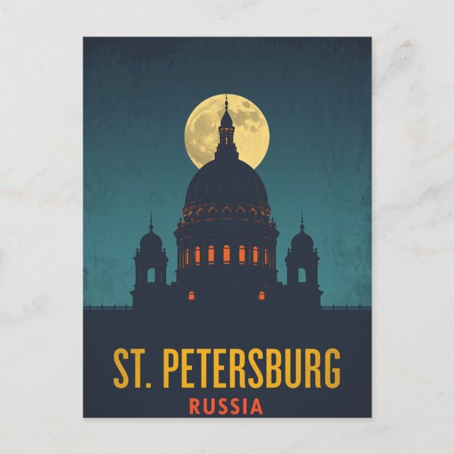 St. Petersburg Moonlit Cathedral Postcard (Front)