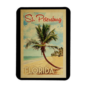 St Petersburg Palm Tree Vintage Travel Magnet