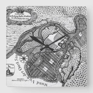 St Petersburg Plan Square Wall Clock