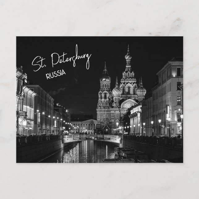 St. Petersburg Russia Black and White Photography Postcard (Front)