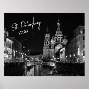 St. Petersburg Russia Black and White Photography Poster
