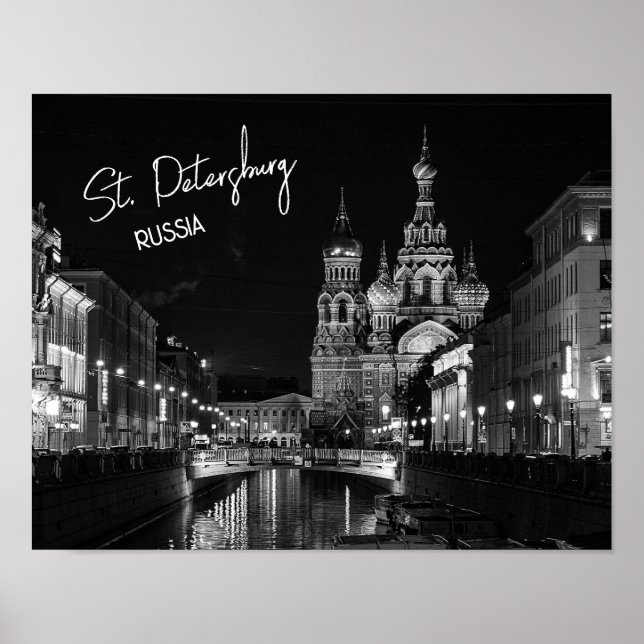 St. Petersburg Russia Black and White Photography Poster (Front)