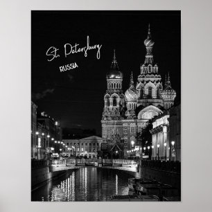 St. Petersburg Russia Black and White Photography Poster