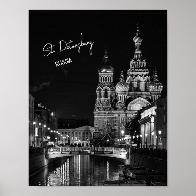 St. Petersburg Russia Black and White Photography Poster (Front)