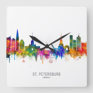 St. Petersburg Russia Skyline Square Wall Clock