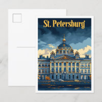 St Petersburg Russia Vintage Travel Illustration