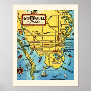 St. Petersburg Vintage Map Poster