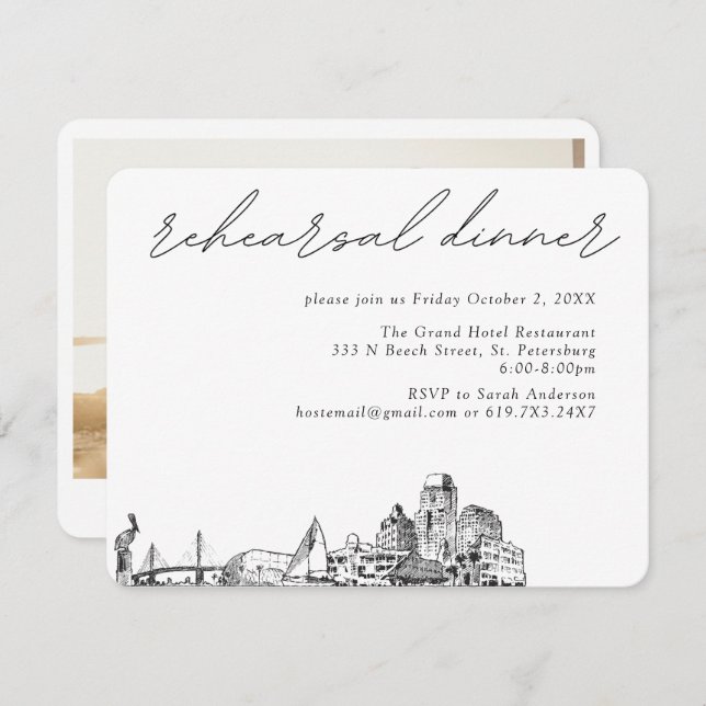 St. Petersburg Wedding Elegant Rehearsal Dinner Enclosure Card (Front/Back)
