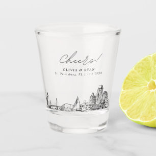 St. Petersburg Wedding Favour Personalised Cheers Shot Glass