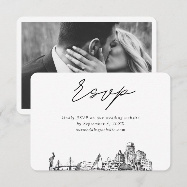 St. Petersburg Wedding Minimalist Sketch RSVP Enclosure Card (Front/Back)