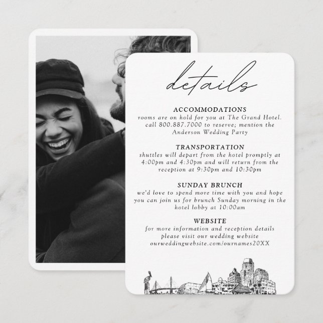 St. Petersburg Wedding Small Vertical Details Enclosure Card (Front/Back)