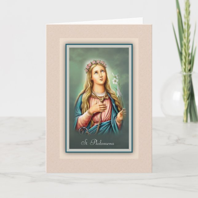 St. Philomena Catholic Greeting Card (Front)
