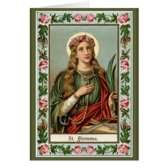 St. Philomena Pink Roses Palm Cord (Front)