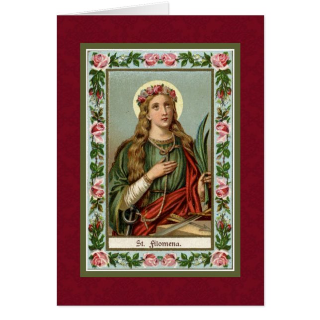 St. Philomena Pink Roses Palm Cord (Front)