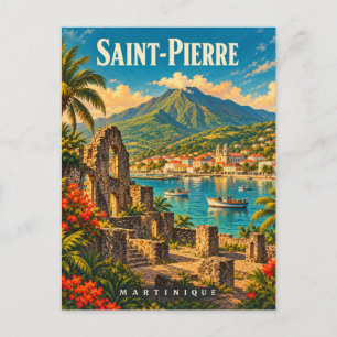 St. Pierre Martinique Vintage Retro Travel Postcard