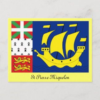 St Pierre Miquelon flag Postcard