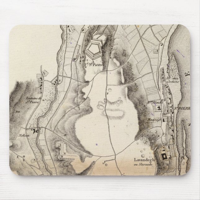 St Pierre Plateau Atlas Map Mouse Mat (Front)