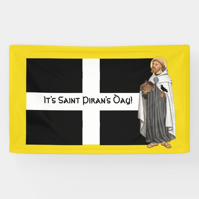 St. Piran of Cornwall (SAE 01) and His Flag Banner (Horizontal)