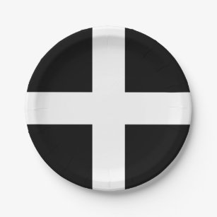St. Piran’s flag / flag of Cornwall Paper Plate