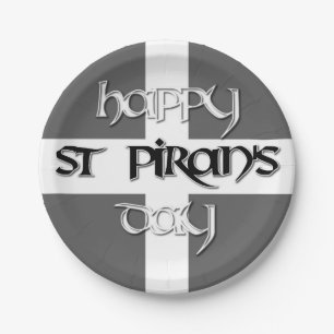 St Piran's Day with Cornish Flag Paper Plate