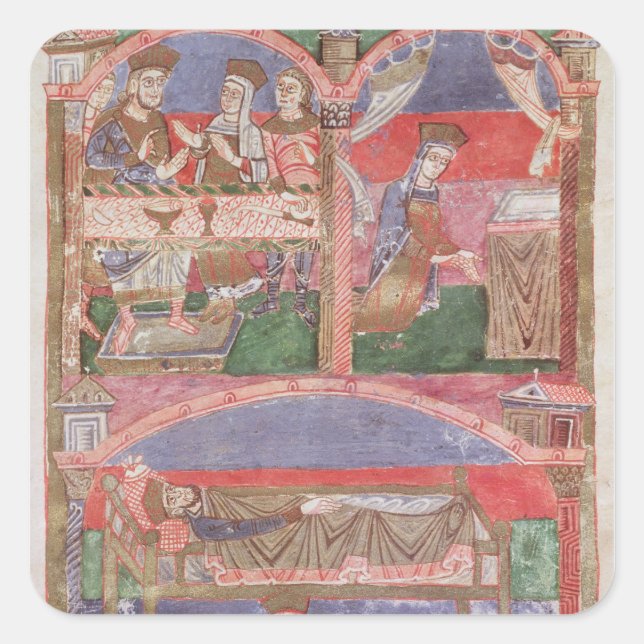 St. Radegund  at the table of Clothar I Square Sticker (Front)