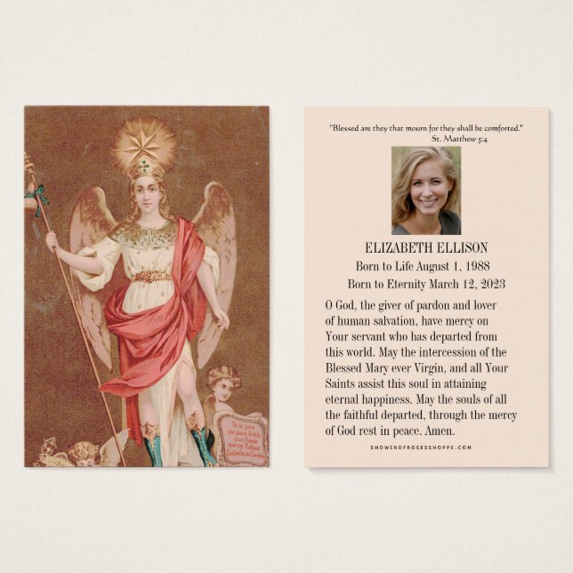 St. Raphael Archangel Prayer Funeral Holy Card (Front & Back)