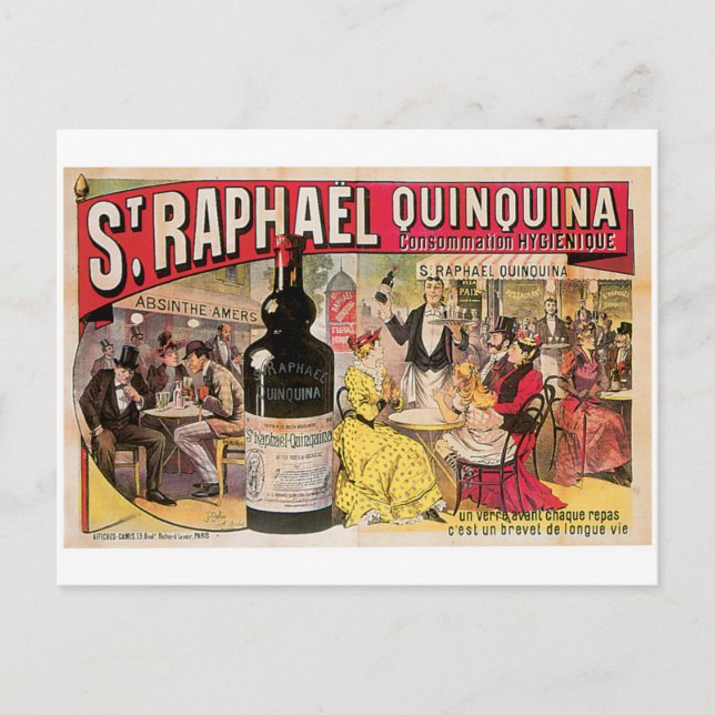 St. Raphael Quinquina Vintage Wine Ad Art Postcard (Front)